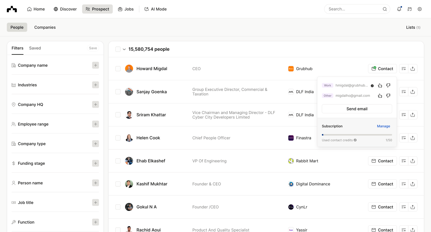 The org - Prospect - People | The Org screen