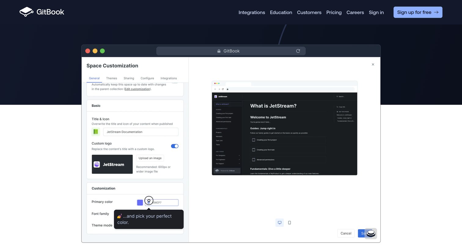 Gitbook - GitBook - Where technical teams document. screen
