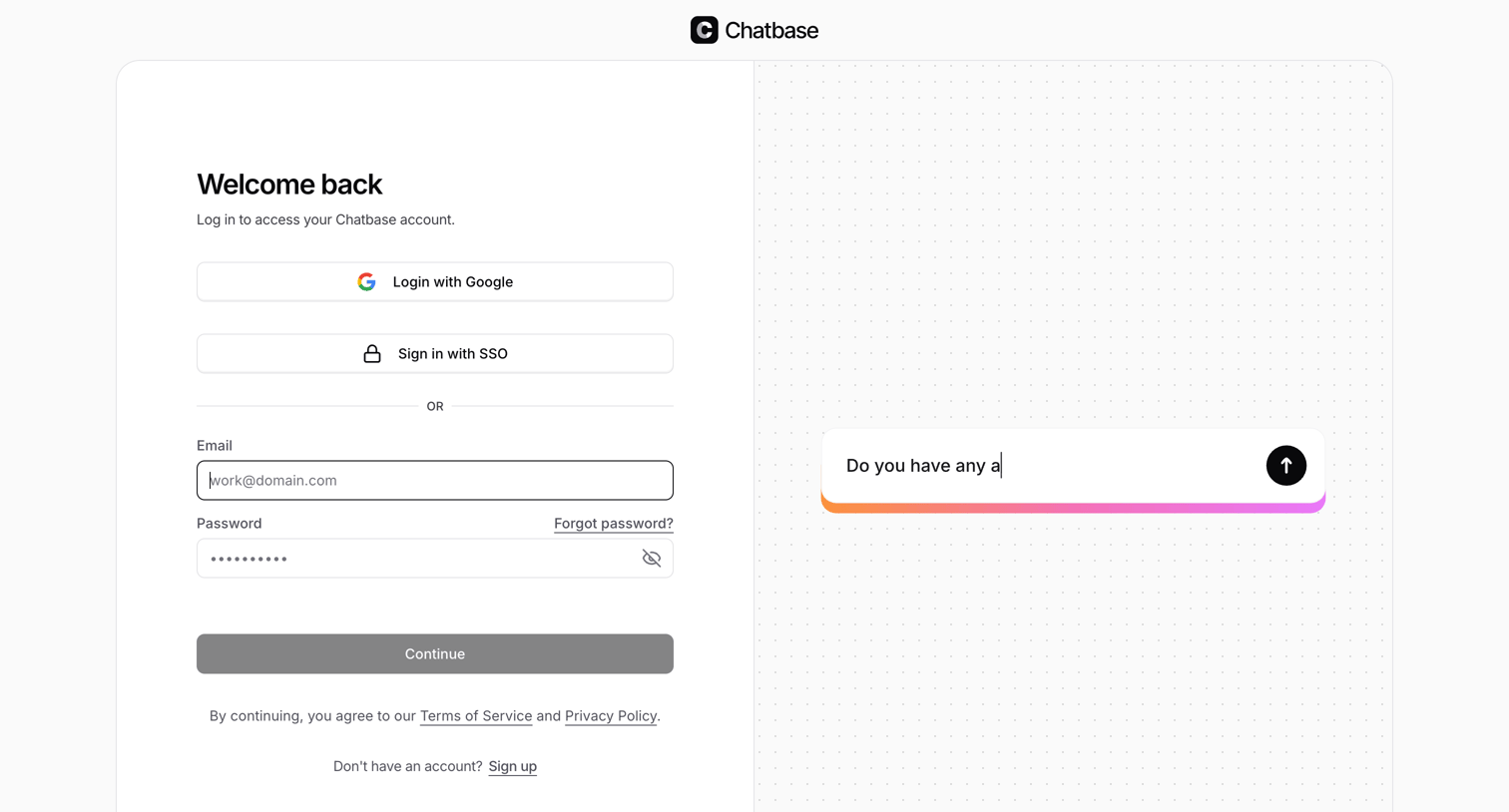 Chatbase - Sign In - Chatbase screen