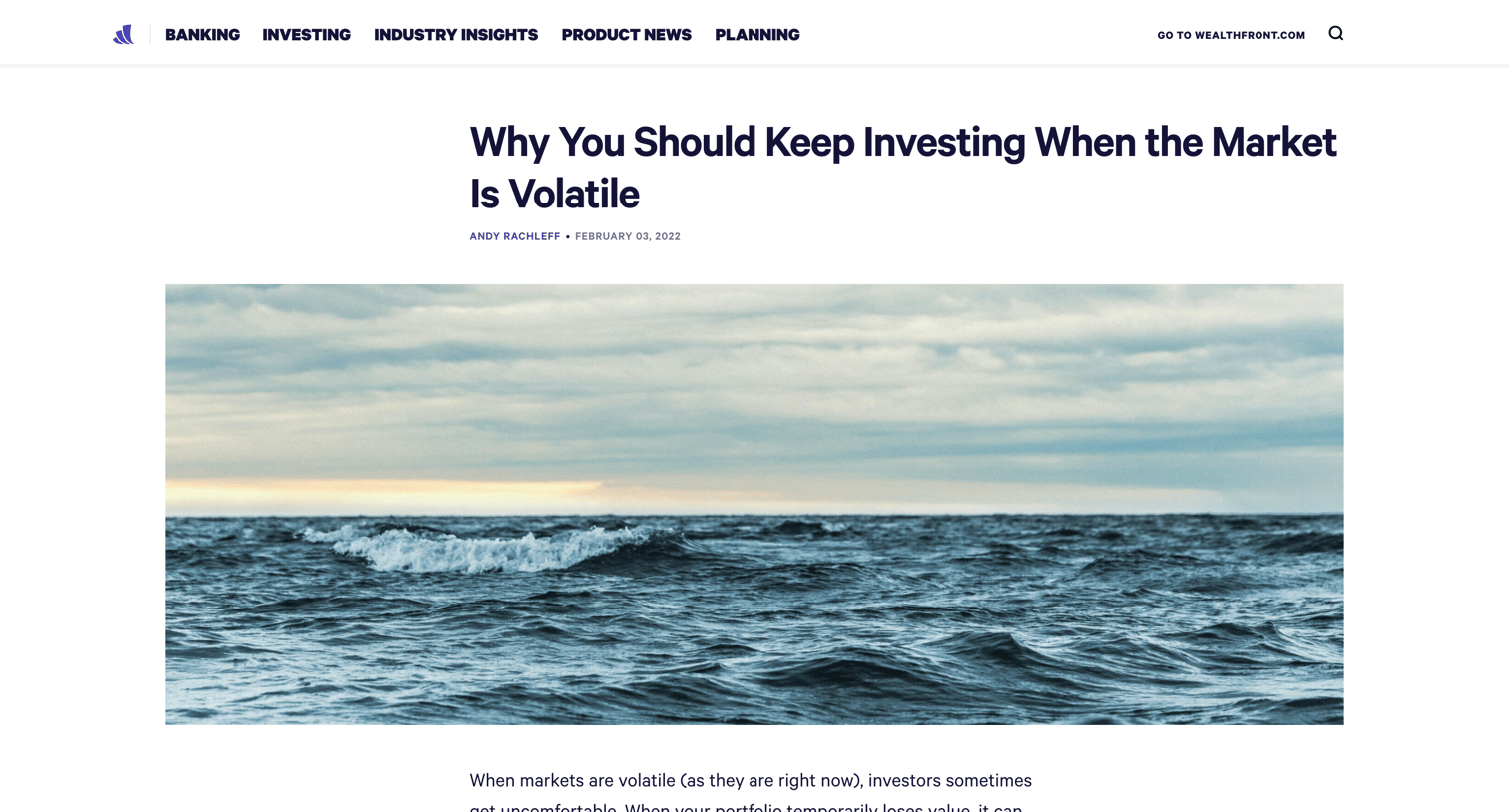 Wealthfront - Why You Should Invest Despite Volatility | Wealthfront screen