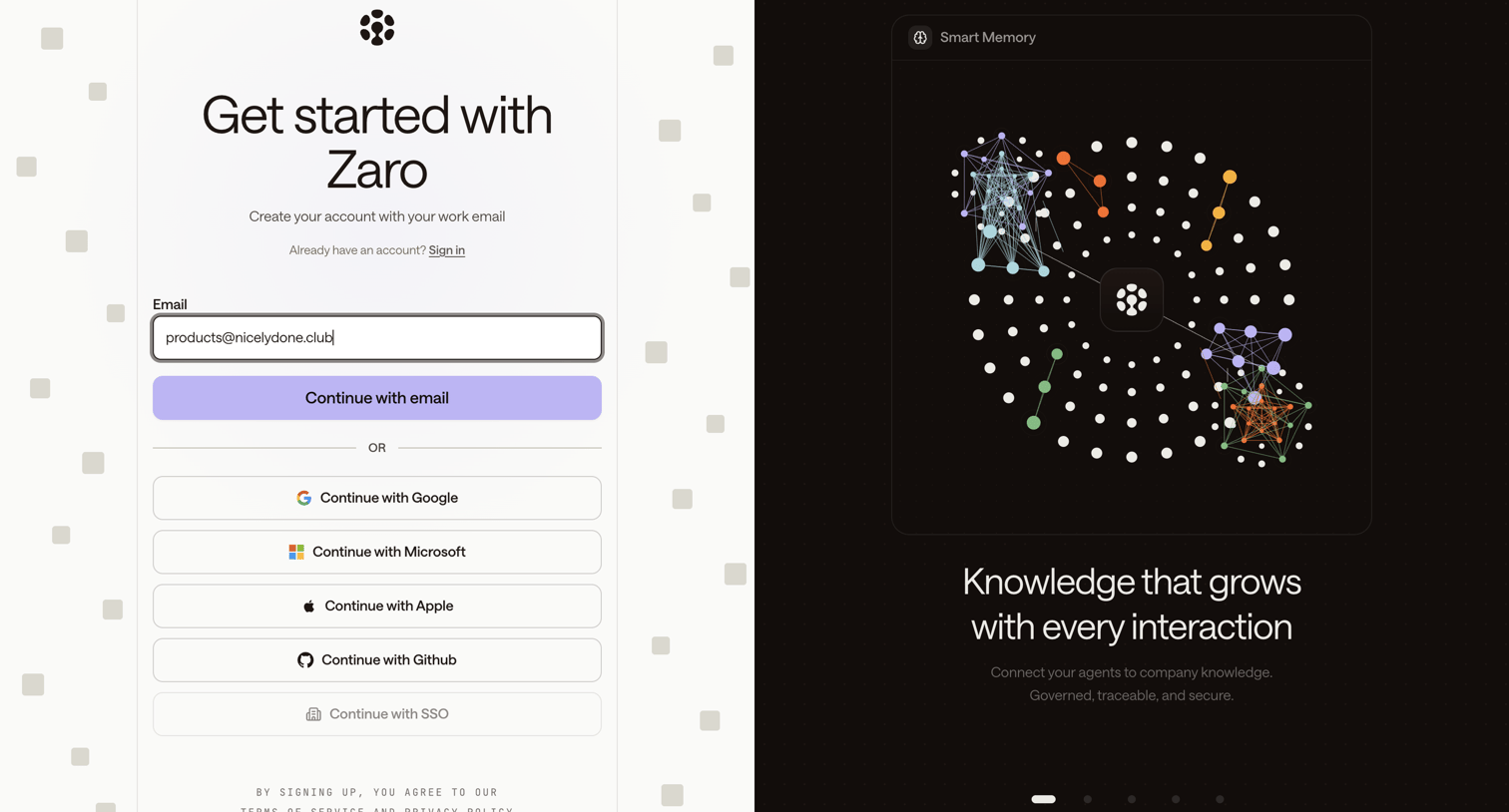 Zaro - Zaro - The Context Layer for Enterprise AI screen