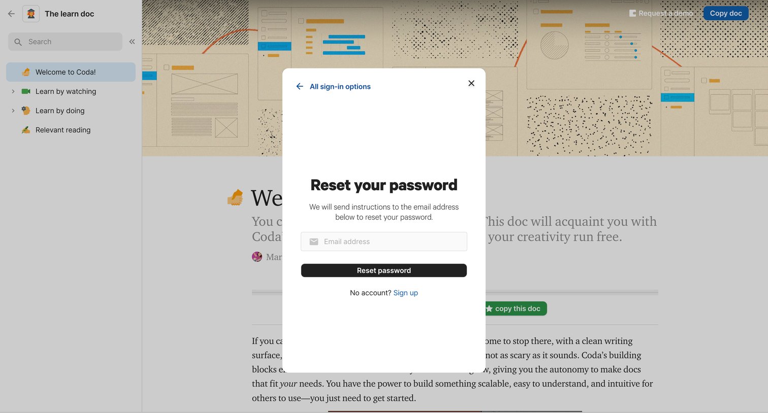 Coda - Learn Coda, the Coda learning doc, Coda tutorial - Coda screen