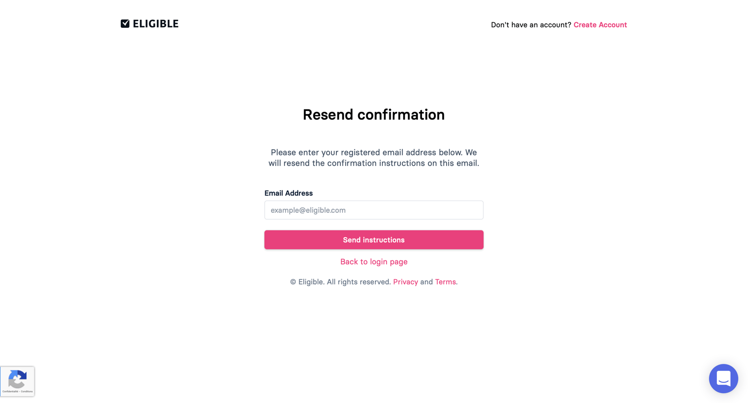Eligible - Password reset screen