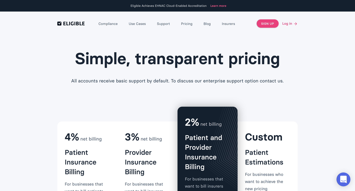 Eligible - Plans & pricing screen