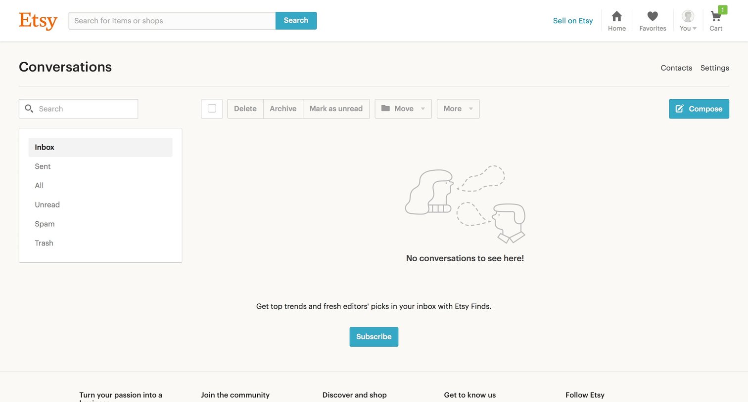 Empty state from Etsy