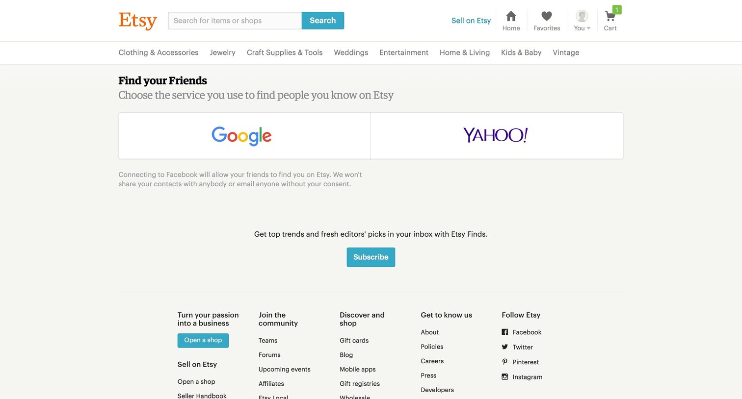 Invite friends from Etsy