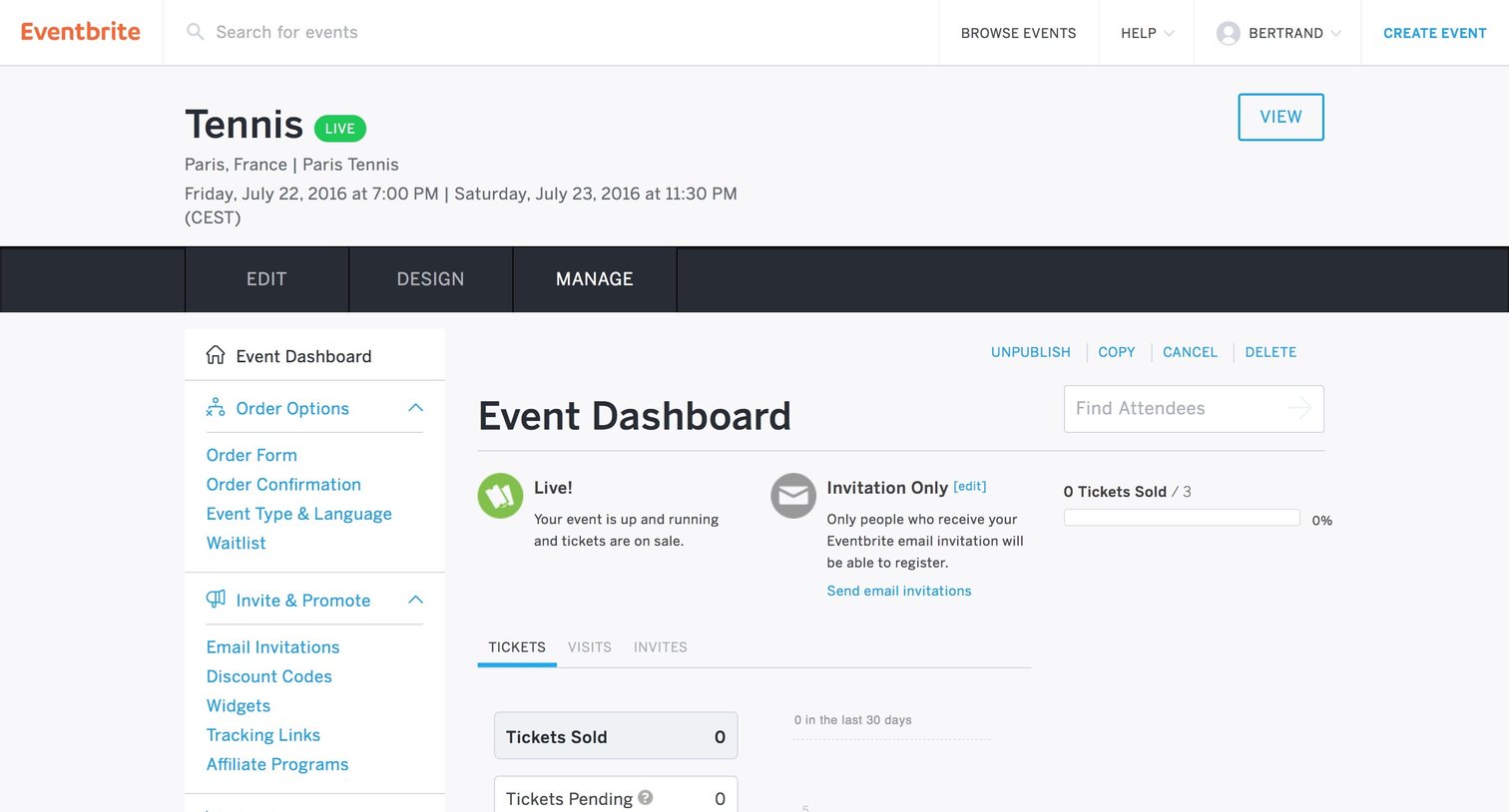 Eventbrite - Create screen