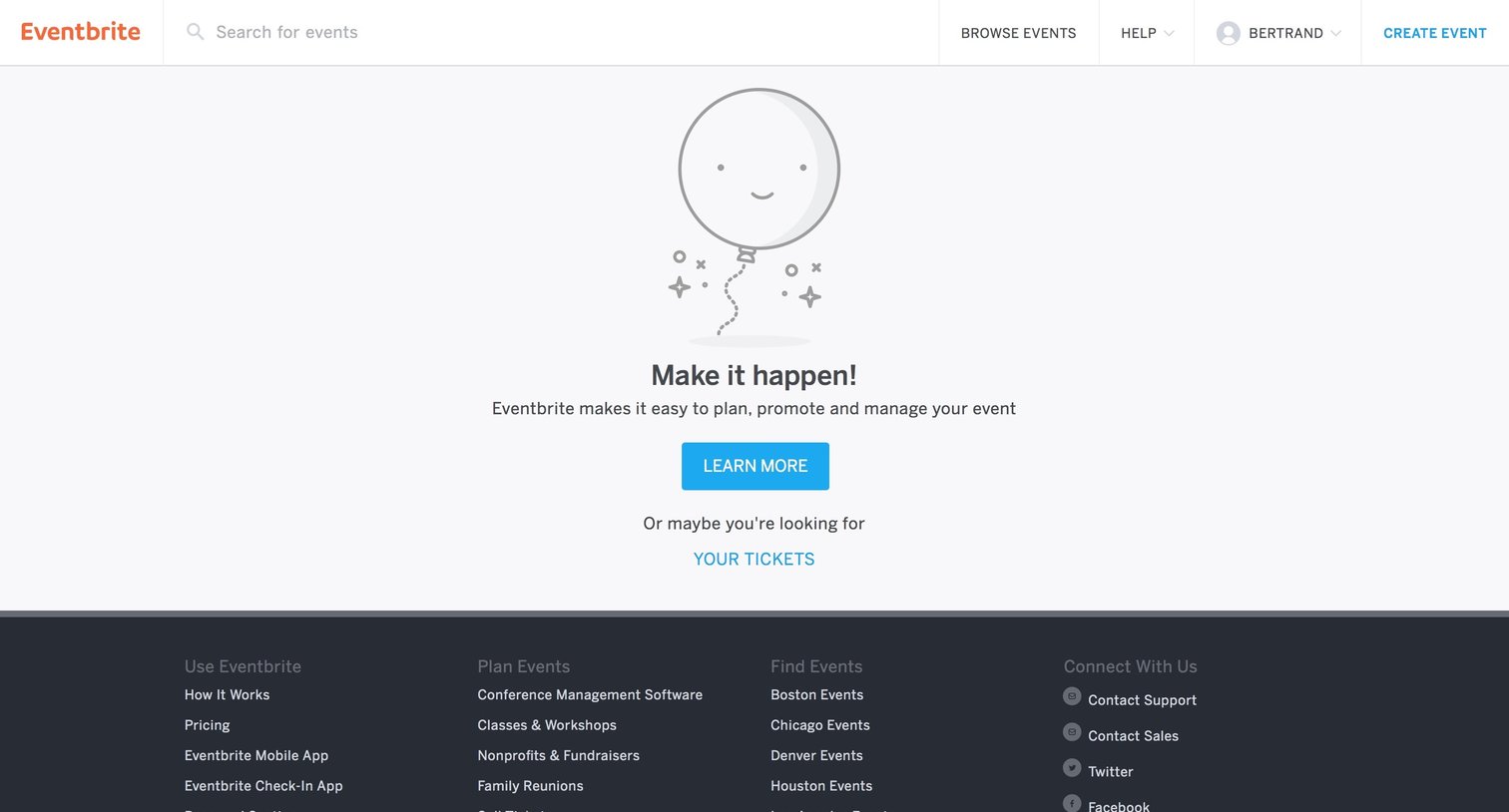 Empty state from Eventbrite