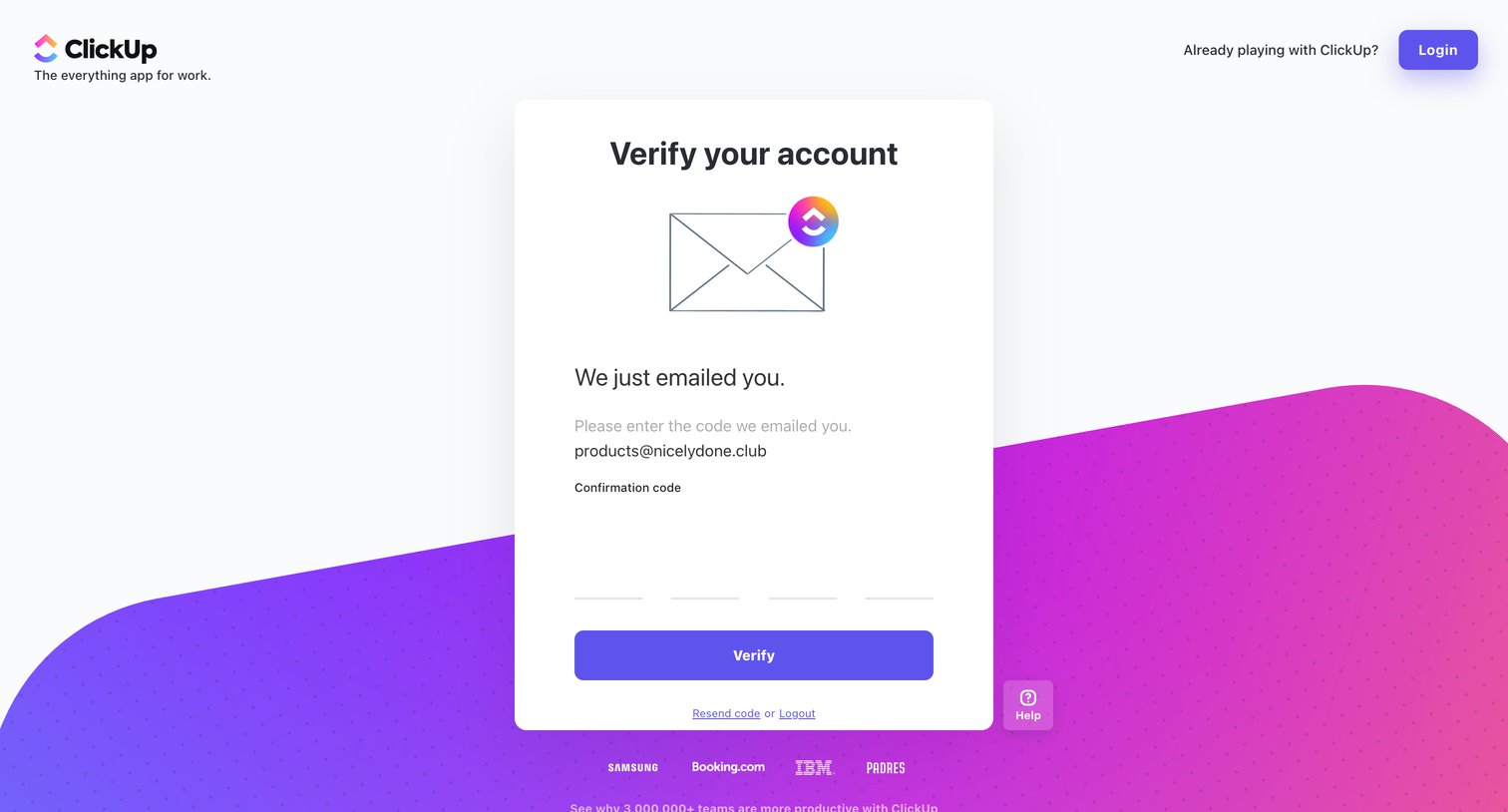 ClickUp - Signup screen
