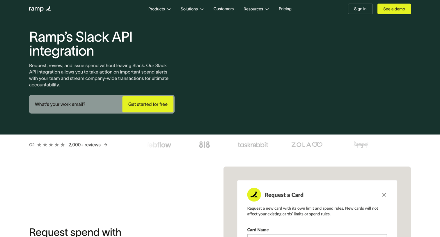 Ramp - Ramp Slack Integration - Slack Integrations with Ramp | Ramp screen