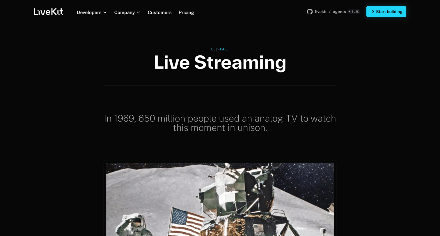 Livekit - Use Case Livestreaming  LiveKit screen