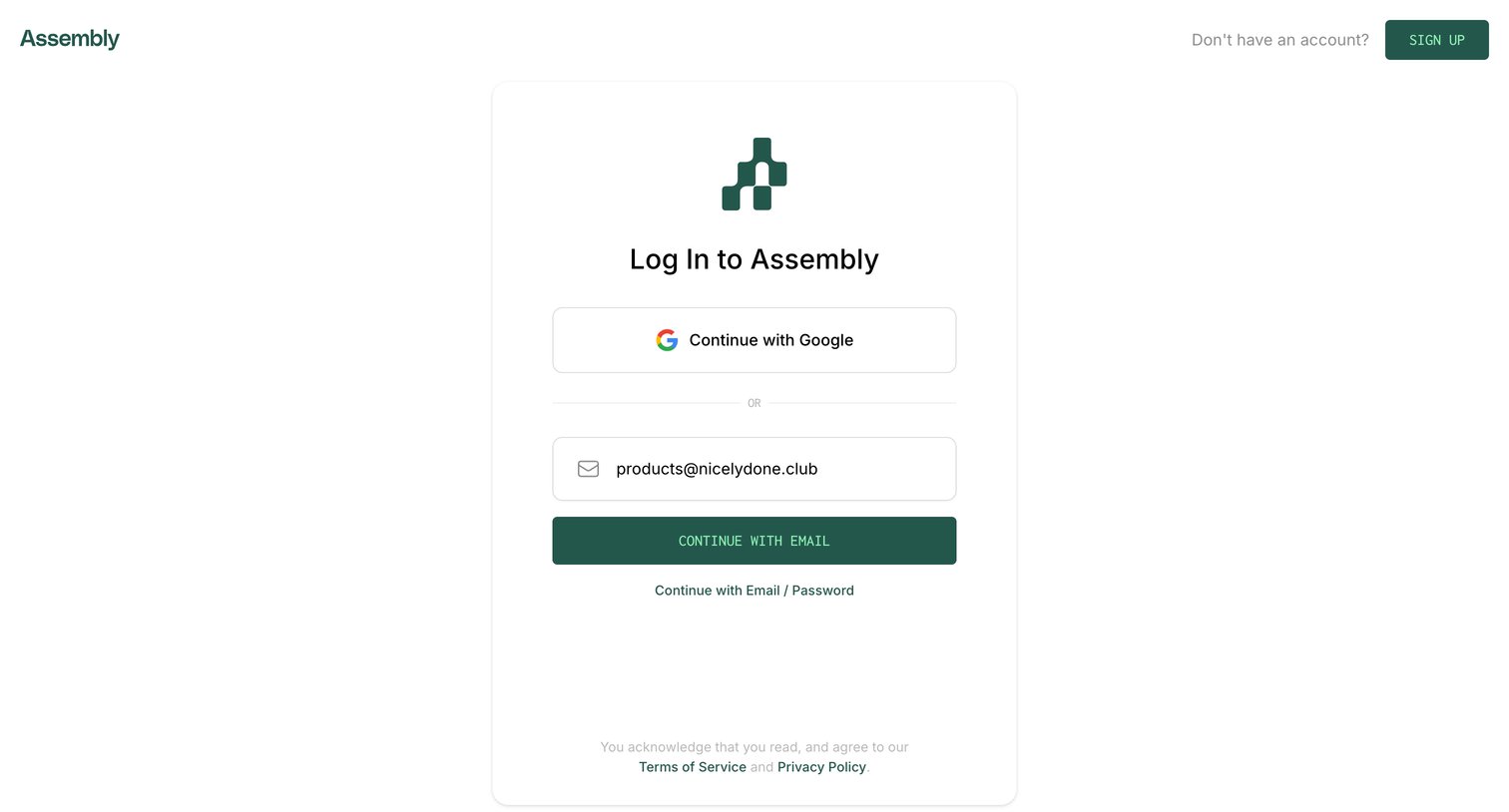 Assembly screen