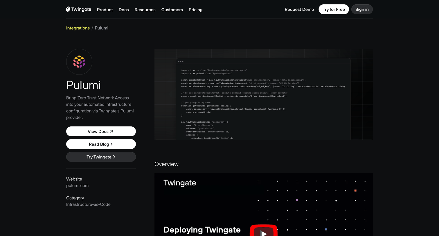 Twingate - Pulumi | Twingate screen