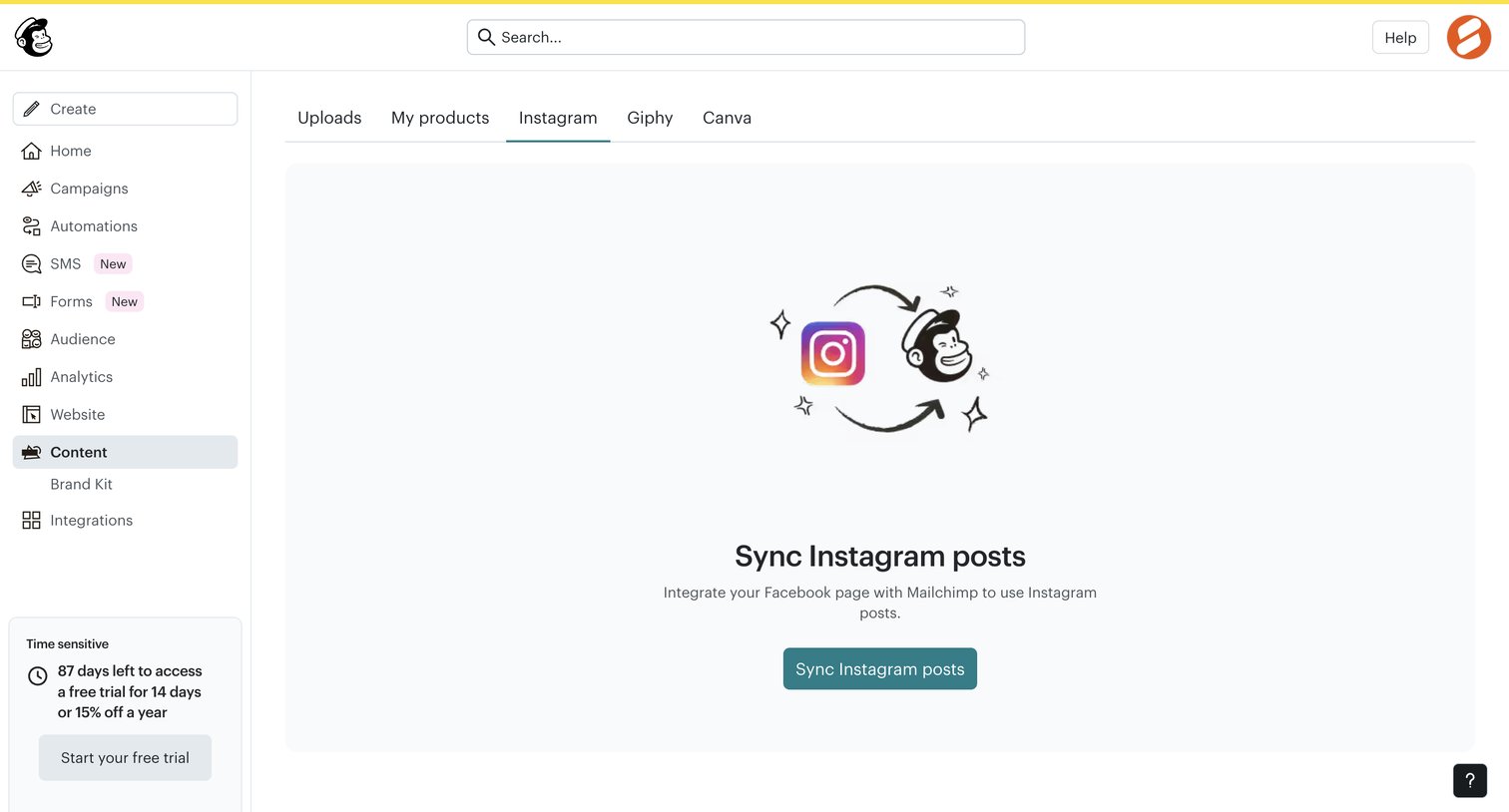 Mailchimp - Content Studio | Mailchimp screen