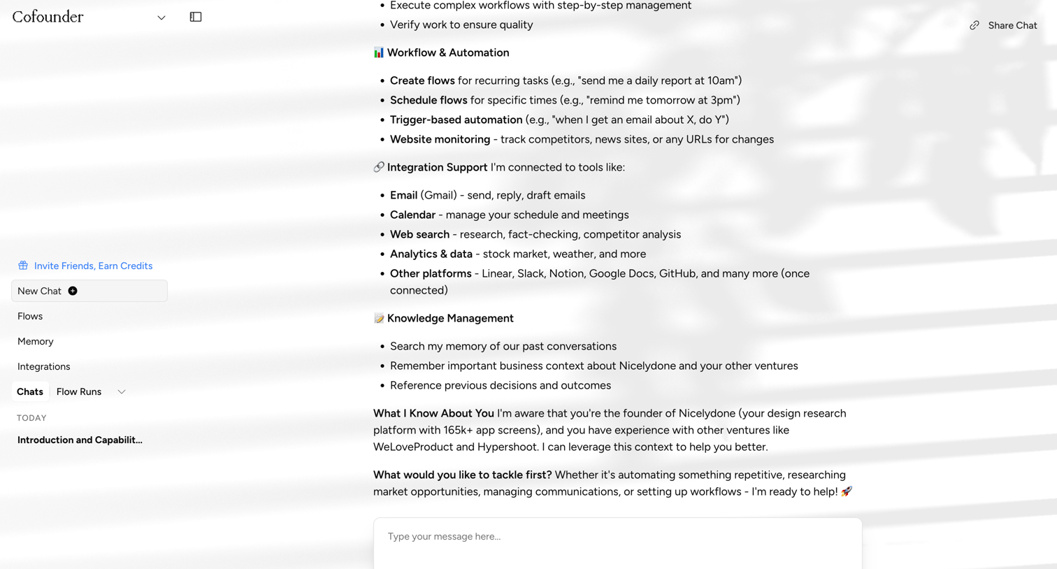 Cofounder screen