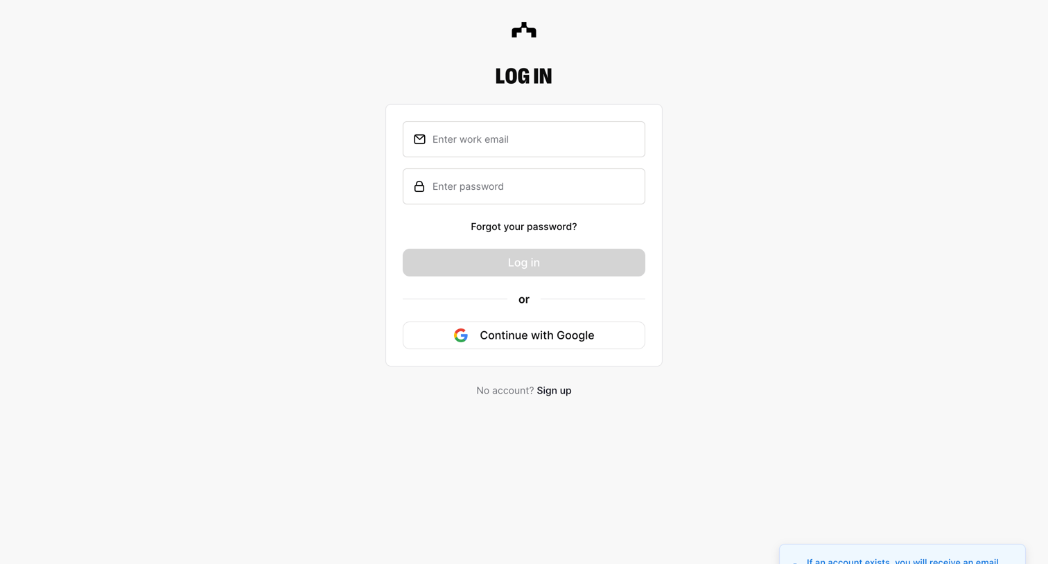 The org - Log in | The Org screen