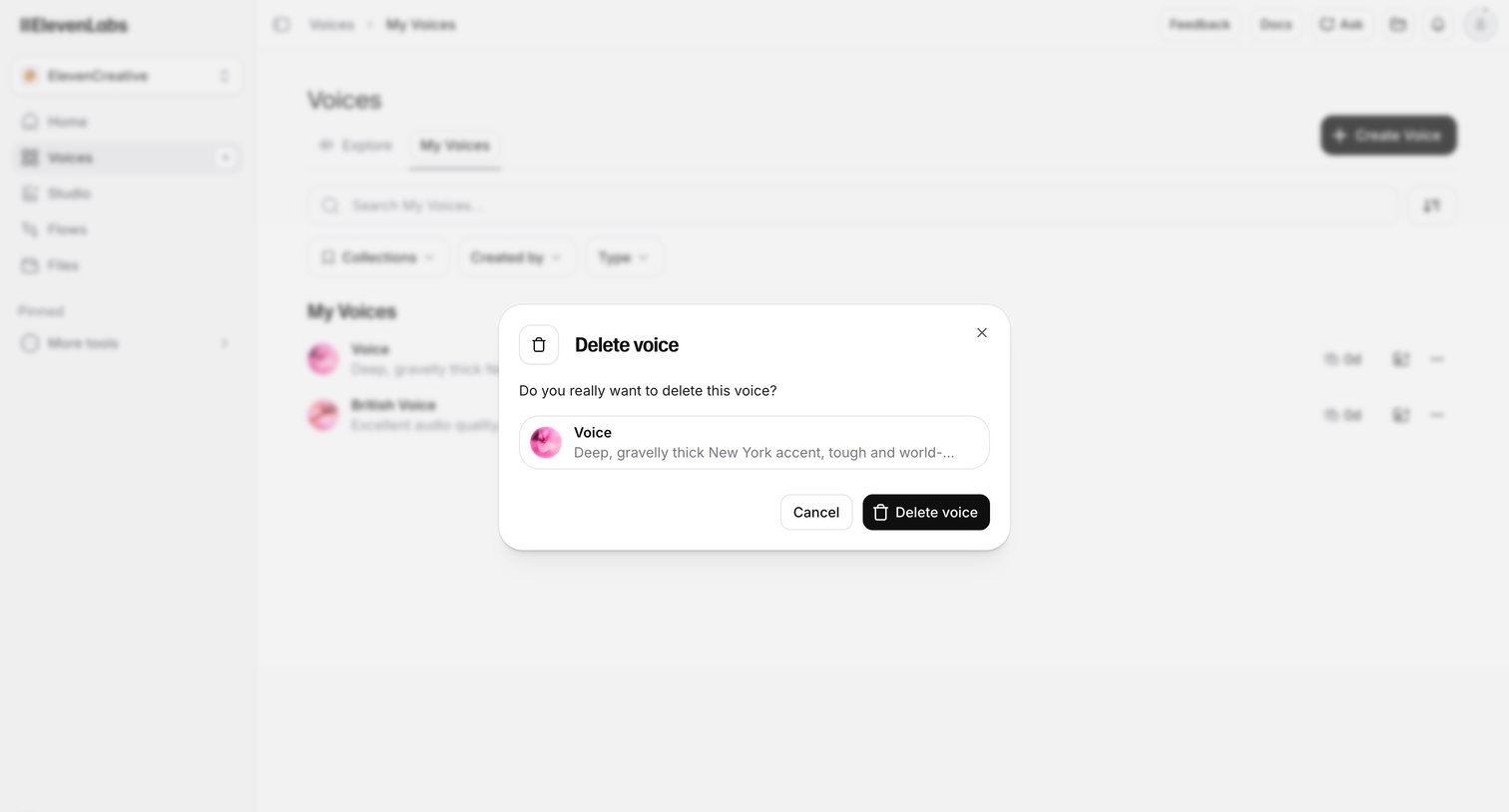 Elevenlabs - Voices | ElevenLabs screen