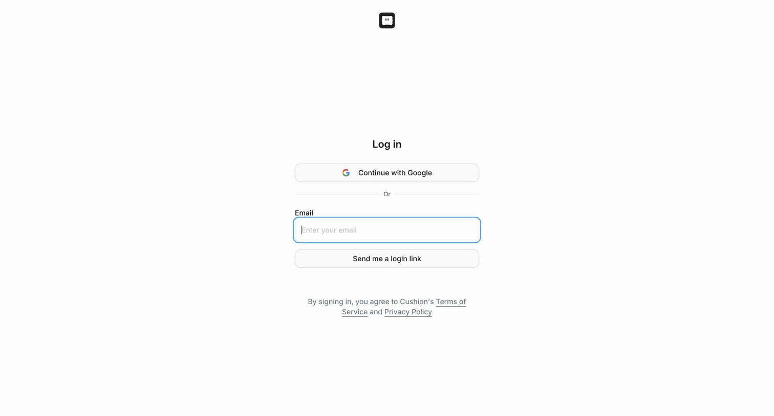Cushion - Login screen