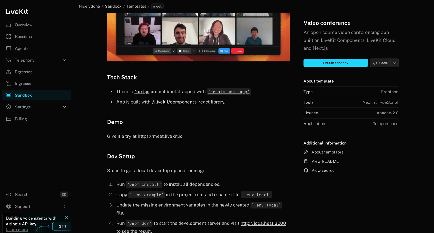 Livekit - Nicelydone | Template | Meet screen