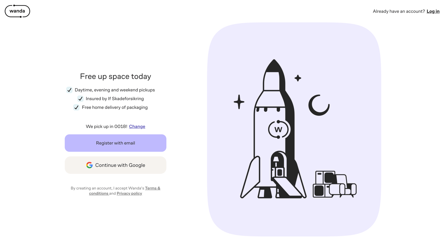 Wanda - Sign up – Wanda screen