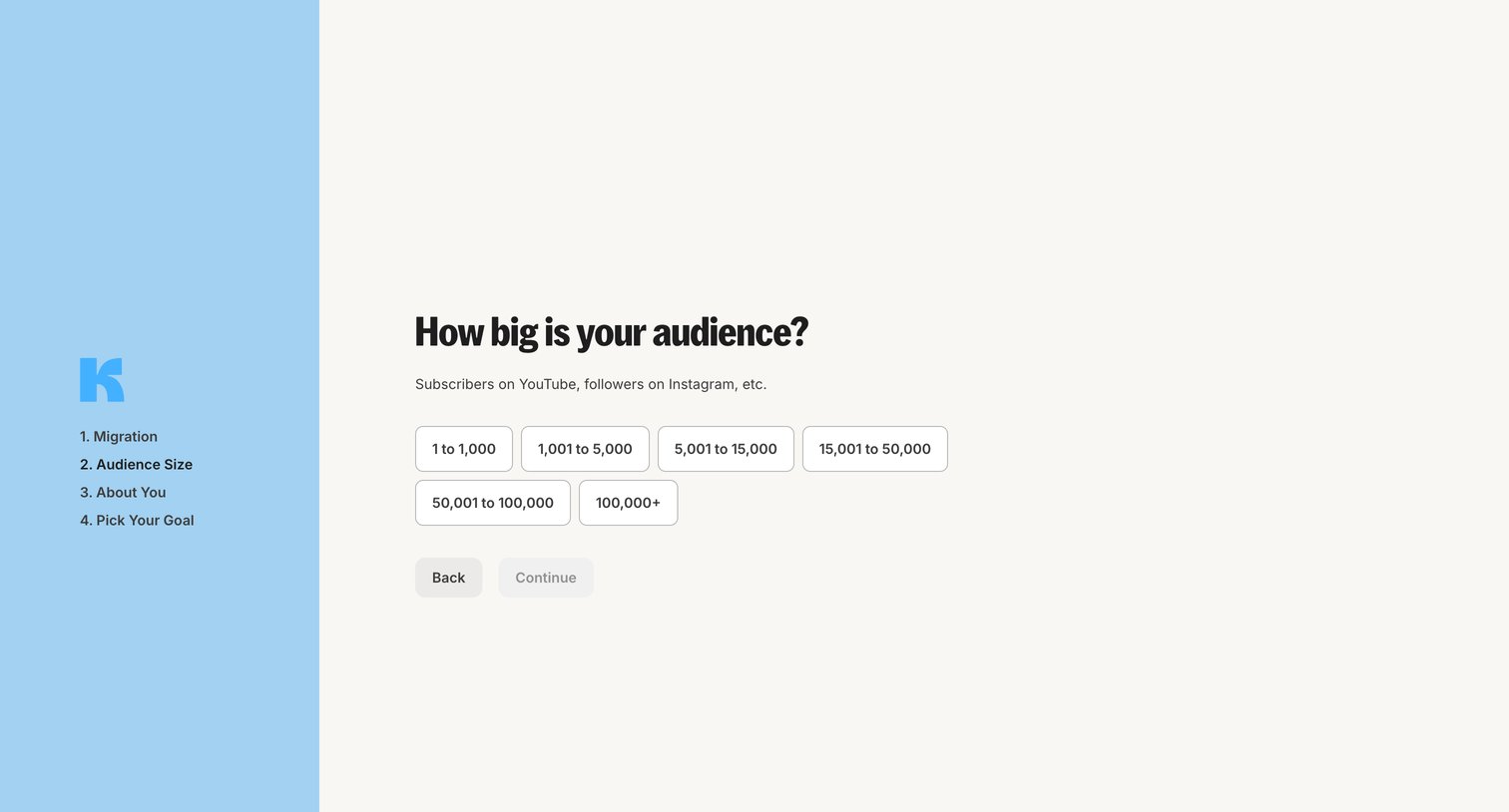 Kit - Audience Size - Kit screen