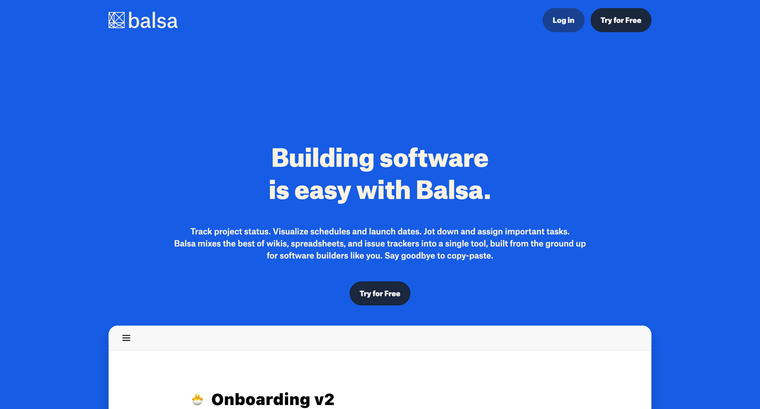 Balsa - Balsa project orchestration for software teams screen