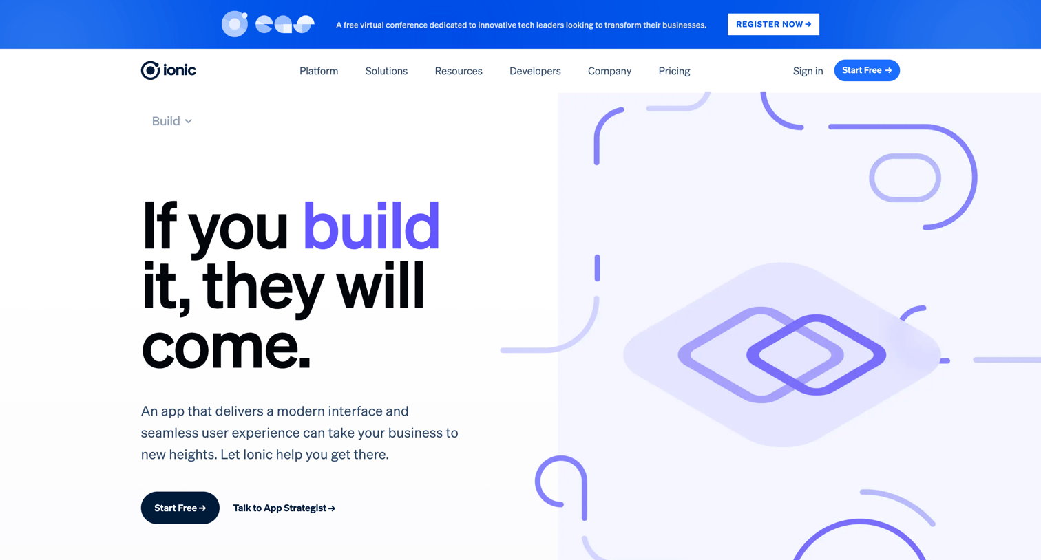 Ionic - Build - Ionic - The Cross-Platform App Development Leader screen