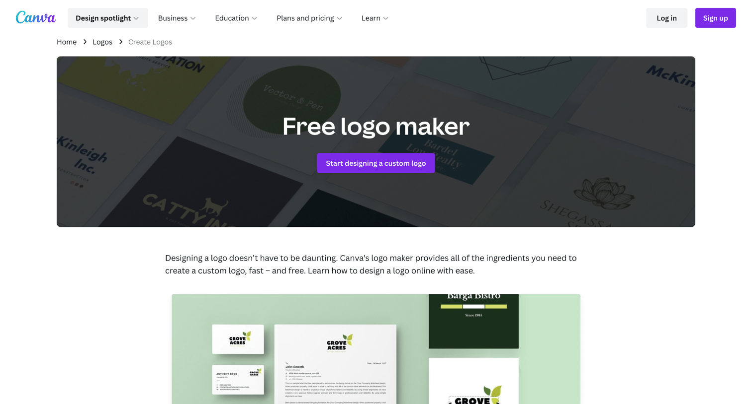 Canva - Logo Maker | Create Free Logos in Minutes Canva screen