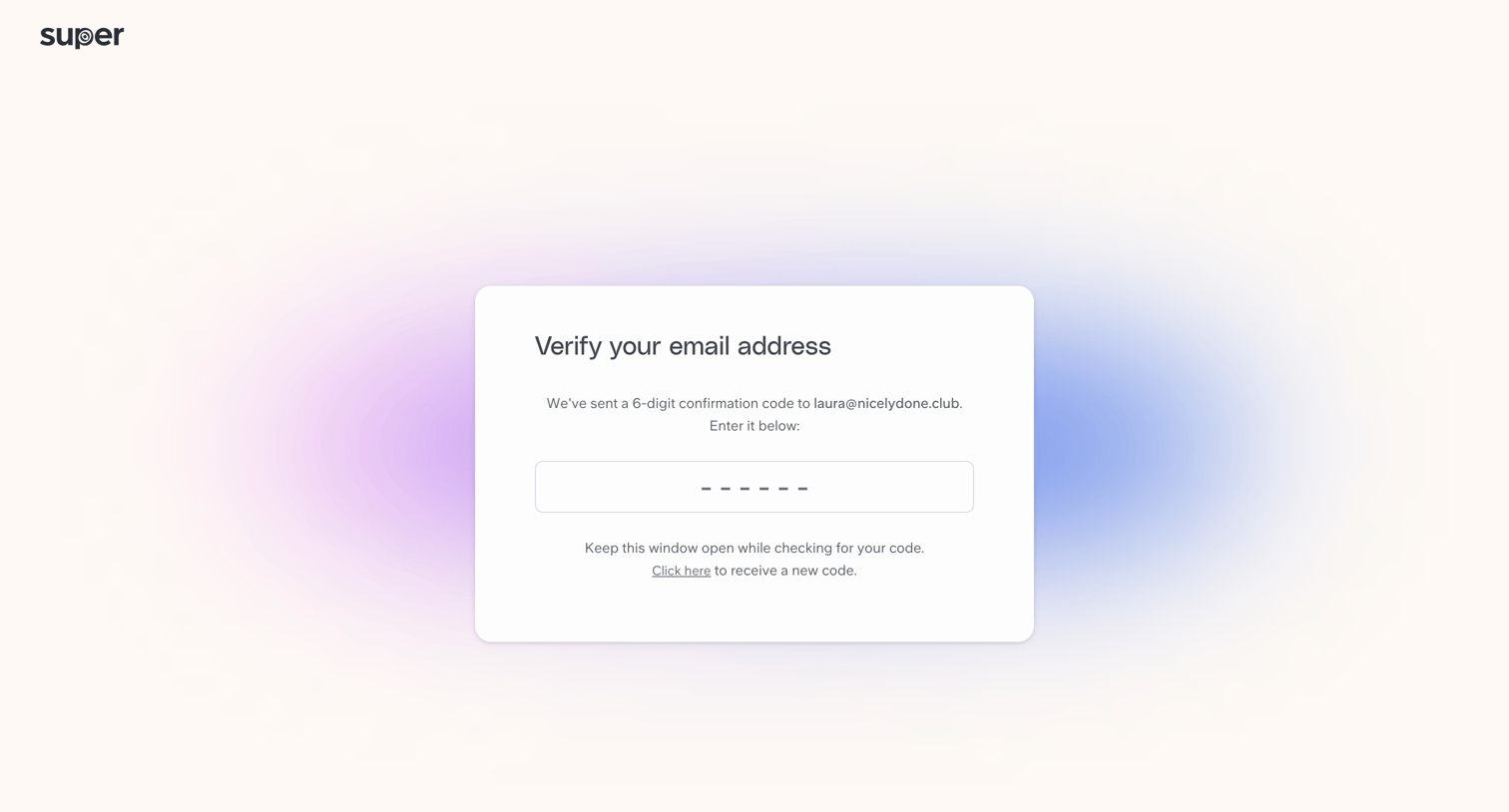 Super - Get started | Super screen