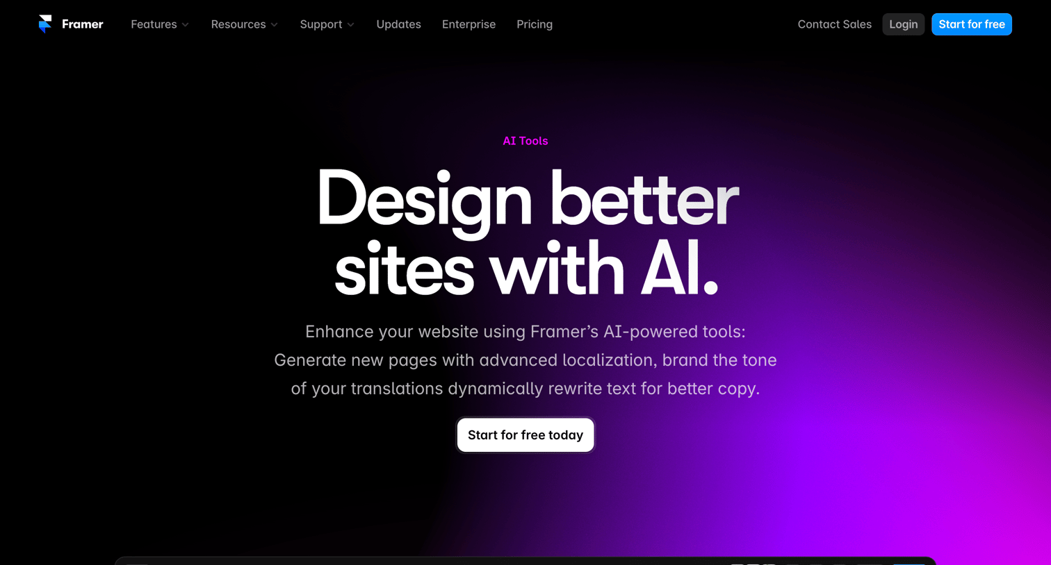 Framer - AI Tools in Framer screen