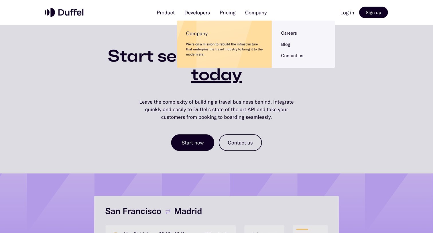 Duffel - Duffel - The best API to sell flights online screen
