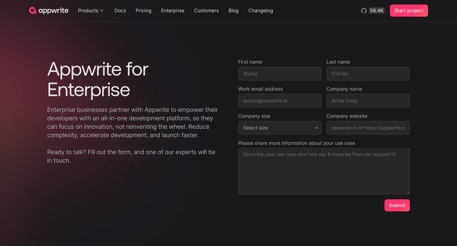 Appwrite - Enterprise - Appwrite screen