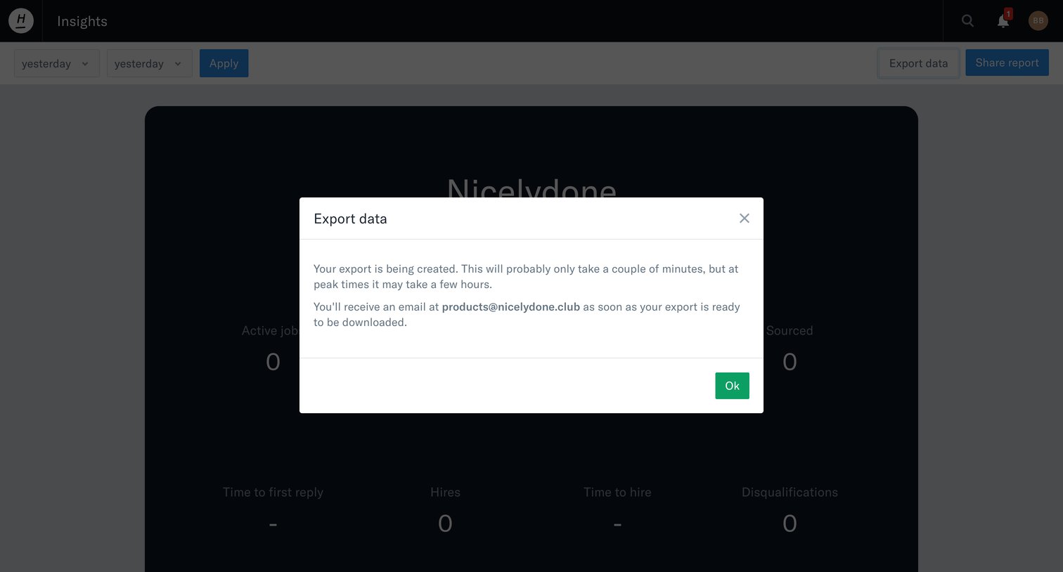 Homerun - 1 Insights · Homerun screen