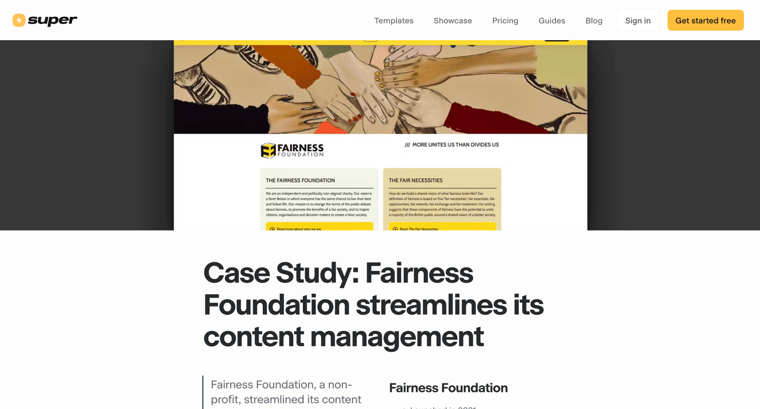 Super - Case Study Fairness Foundation streamlines its content management screen