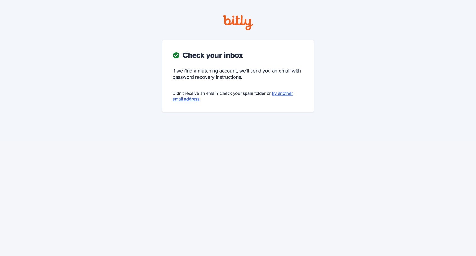 Bitly - Reset Password screen