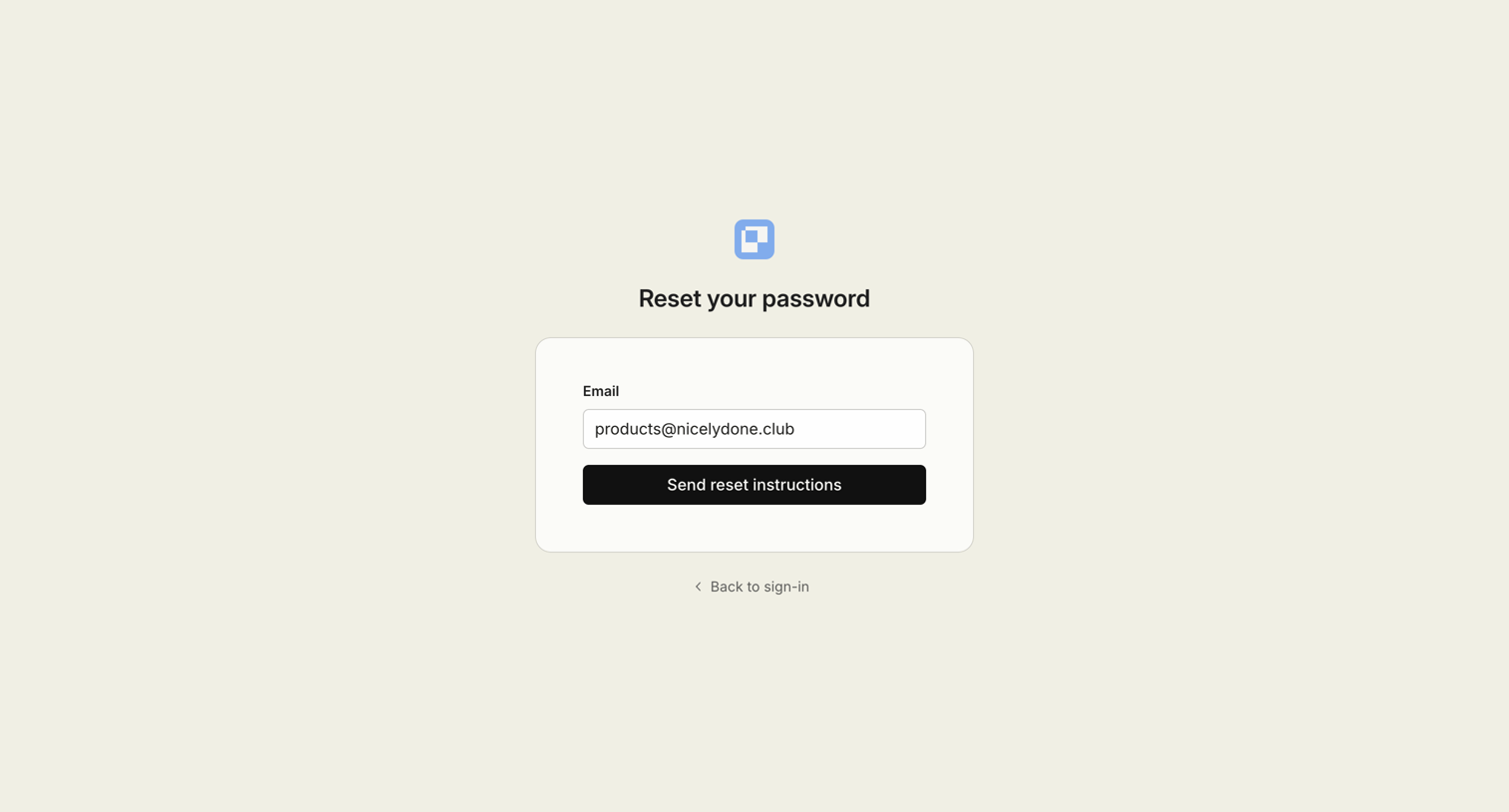 Paper - Reset your password screen