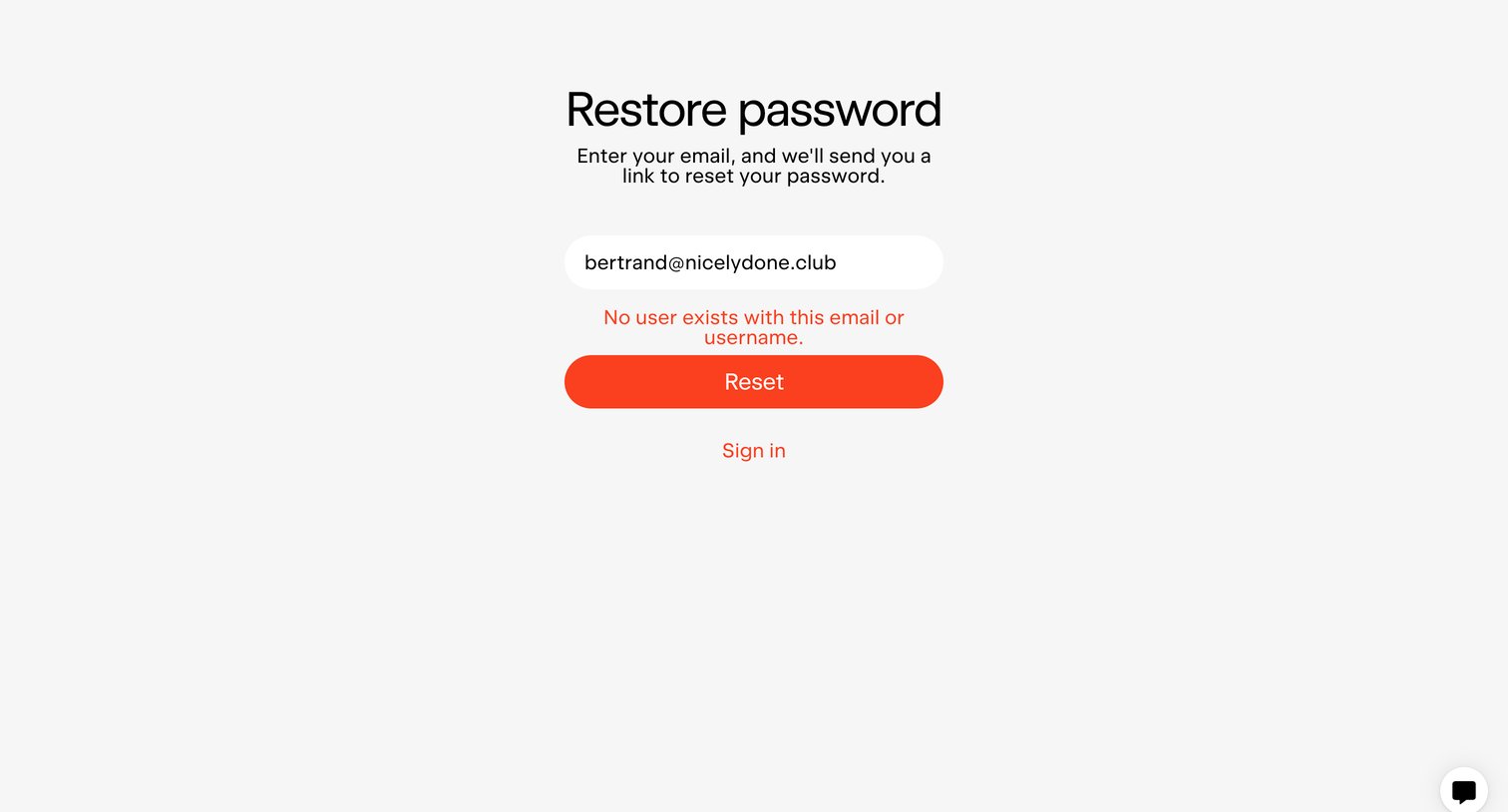 Exactly - Forgot password - Exactly.ai screen