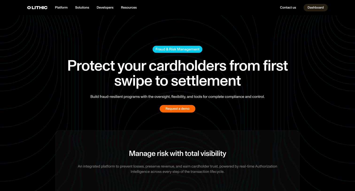 Lithic - Fraud Risk Management screen