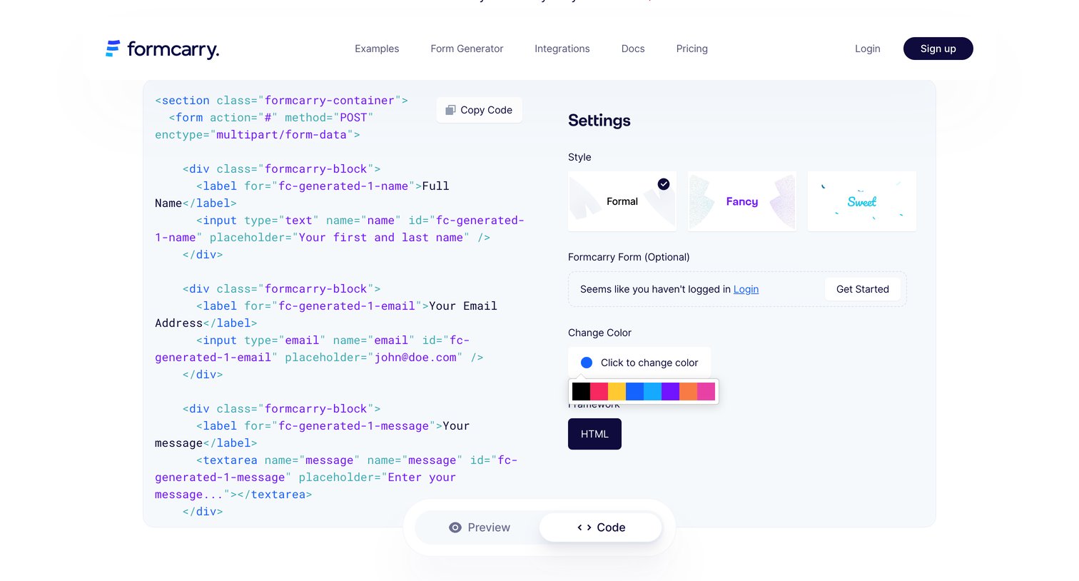 Formcarry - Contact Form Generator | Free  Responsive  Formcarry screen