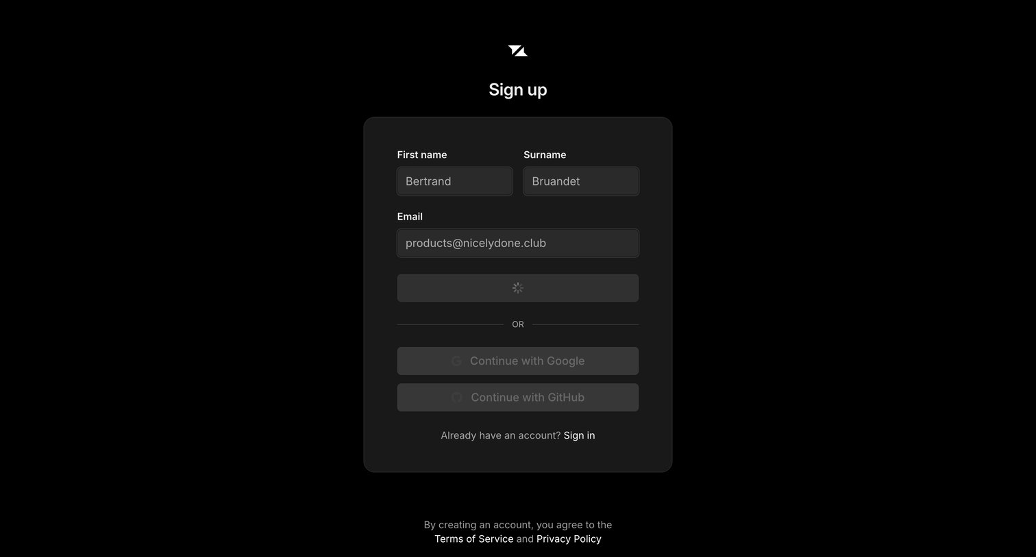 Liveblocks - Sign up screen