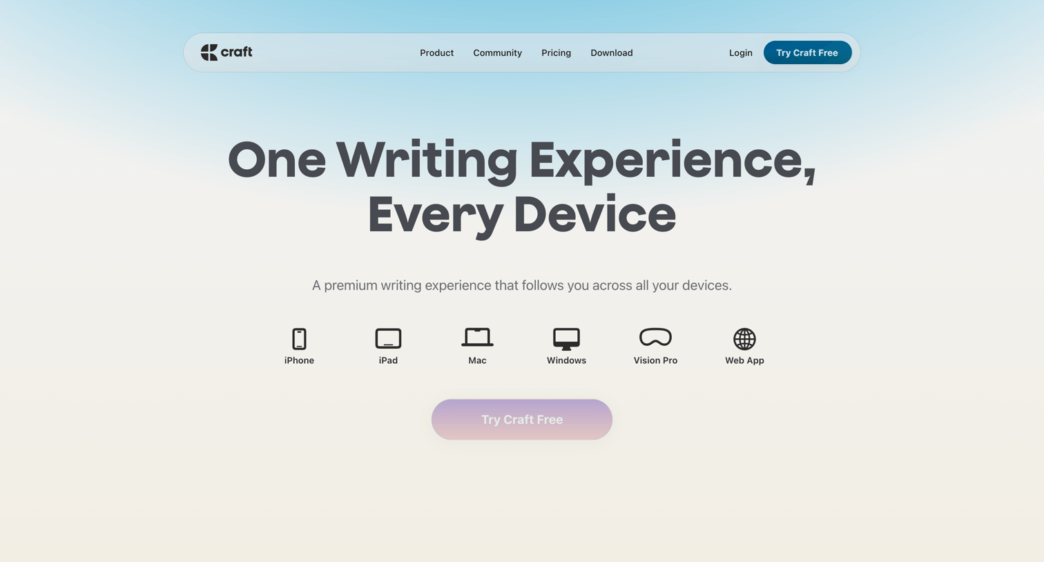 Craft - One Writing Experience, Every Device screen