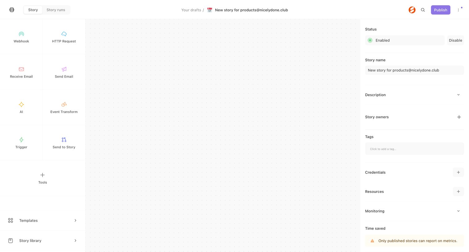 Tines - New story for products@nicelydone.club - Tines screen