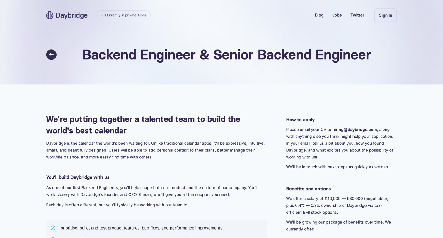 Daybridge - Daybridge Jobs Backend Engineer | Senior Backend Engineer screen