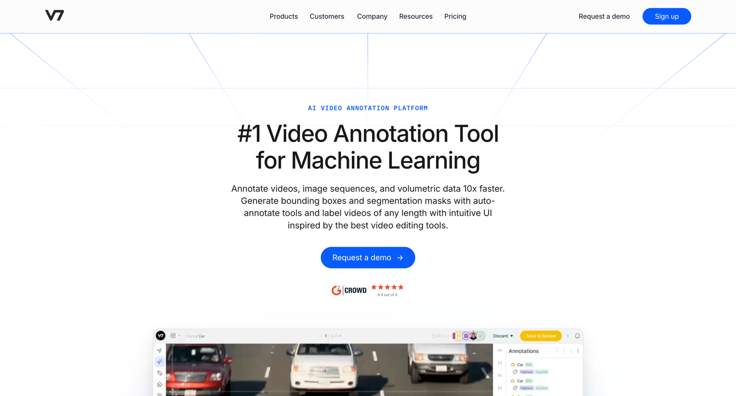 V7 - Video Annotation—Tools | Services from V7 screen