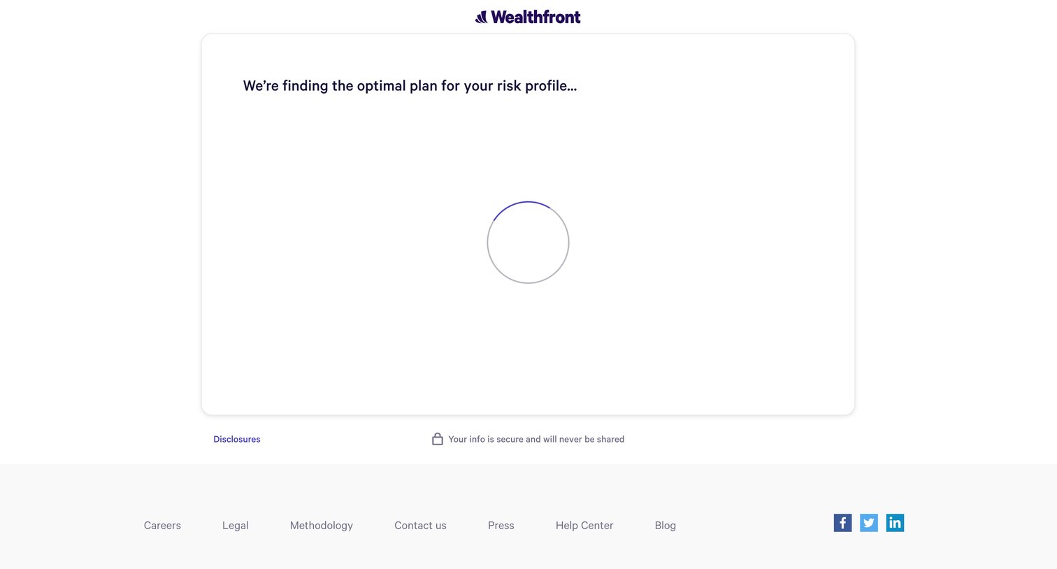 Wealthfront - Calculating Questionnaire Results - Open Account - Wealthfront screen