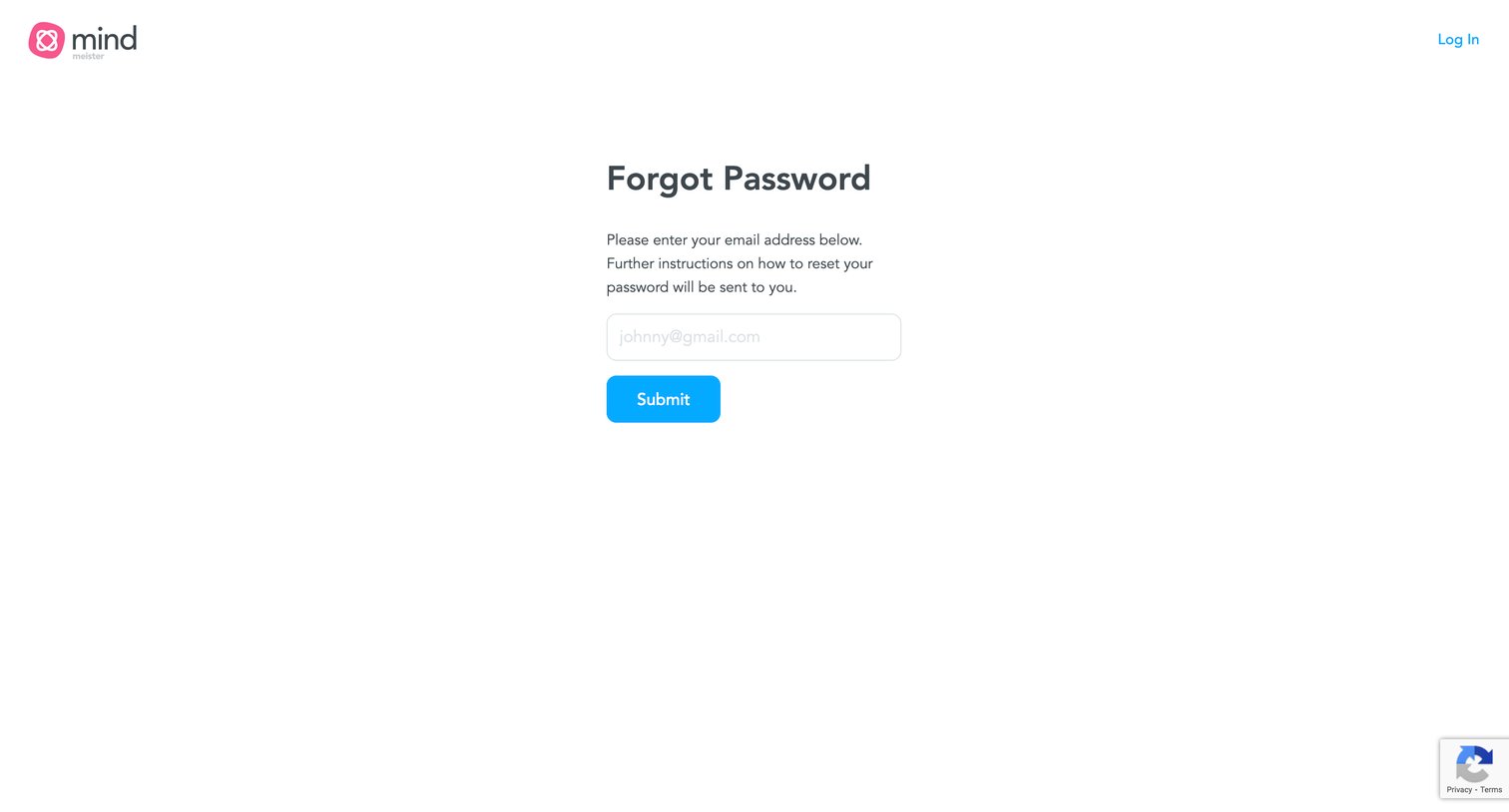 MindMeister - Forgot Password | MindMeister screen