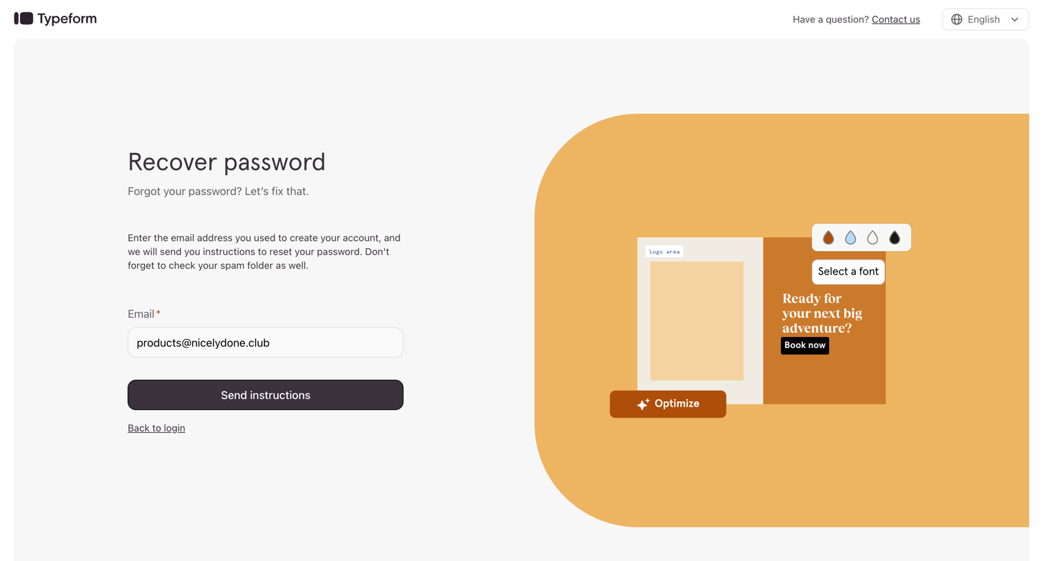 Typeform screen