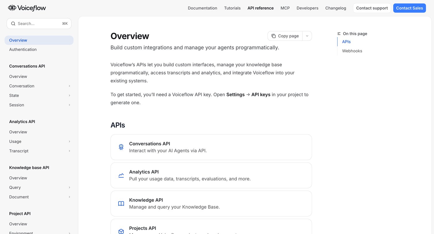 Voiceflow - Overview - Voiceflow Documentation screen