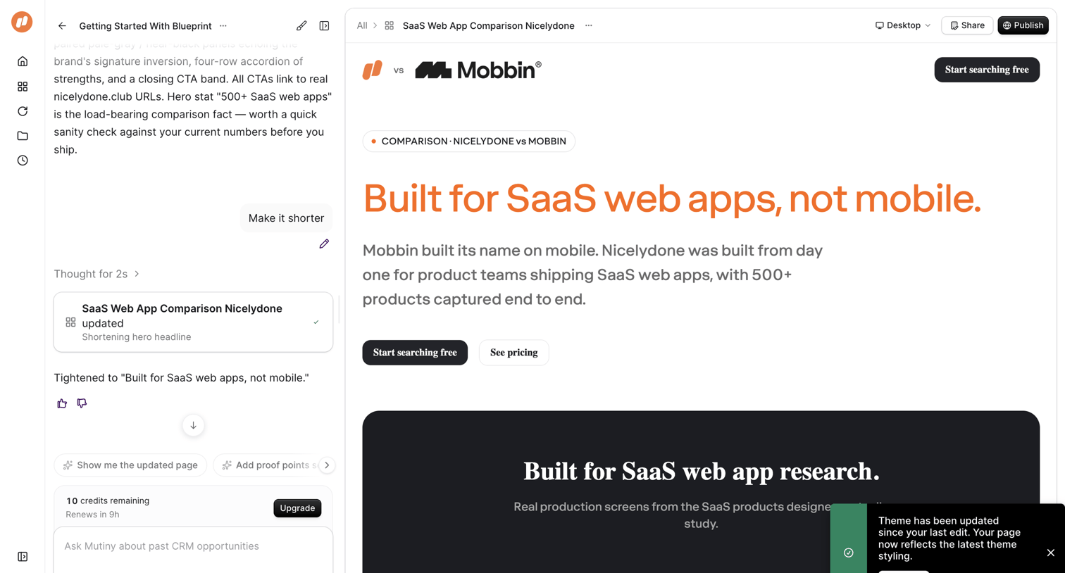 SaaS Web App Comparison Nicelydone | Mutiny from Mutinyhq