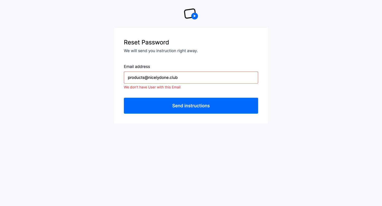 Uscreen - Reset password screen